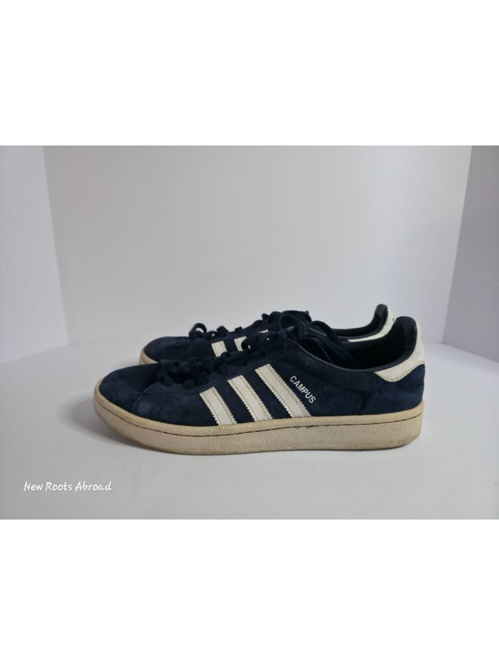 Adidas Campus Navy Blue Suede White Stripes Mens US 9.5 Sneakers Low-Top Casual